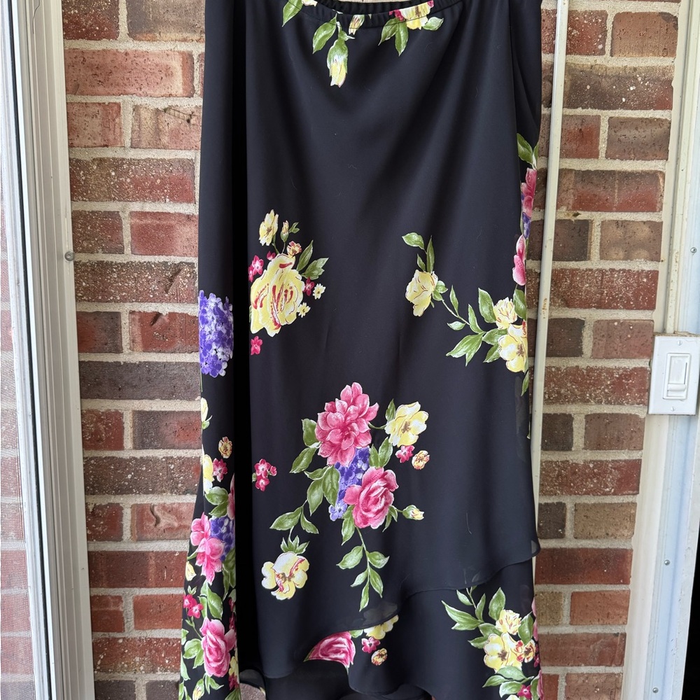 Floral Black Skirt